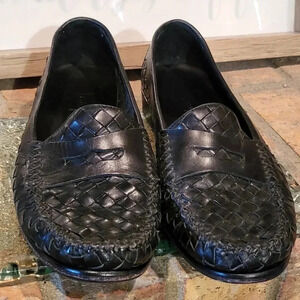 Cole Haan Basketweave Leather Penny Loafer Mens SZ 8D Black C03245